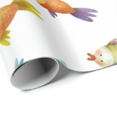 Cute Colorful Goldfish on White Cadeaupapier (Rol Hoek)