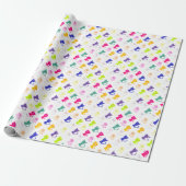 Cute colorful grappig kattenpatroon cadeaupapier (Uitgerold)