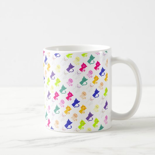 Cute colorful grappig kattenpatroon koffiemok (Rechts)