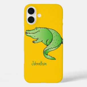 Cute Colorful Green and Yellow Alligator iPhone 16 Plus Hoesje