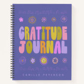 Cute Colorful Groovy Personalized Paars Gratitude Notitieboek (Voorkant)