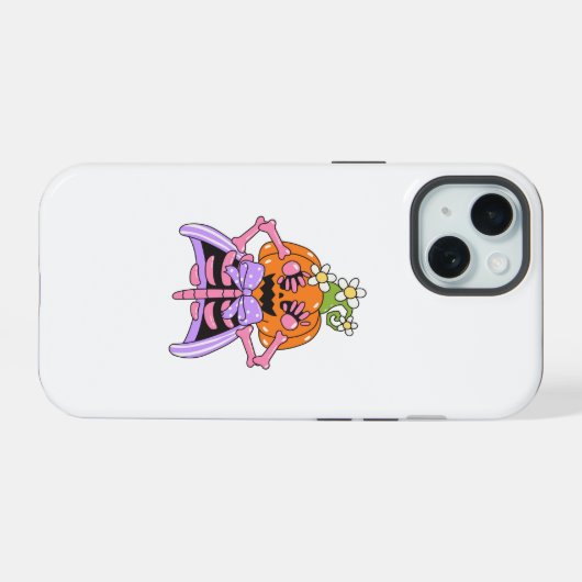 Cute & Colorful Halloween Bones iPhone 15 Case (Achterkant horizontaal)