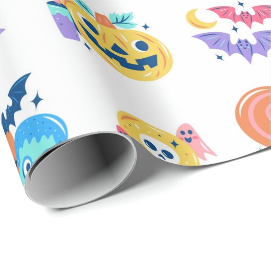 Cute Colorful Halloween Kinder Party Gift Cadeaupapier (Rol Hoek)