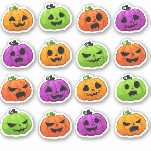 Cute colorful halloween pompoenen sticker (Voorkant)