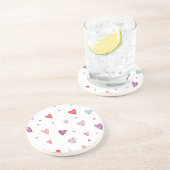Cute Colorful Hand-Drawn Hearts Sandstone Coaster Zandsteen Onderzetter (Zijkant)