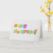 Cute Colorful Happy Birthday Text Design Kaart (Gele Bloem)