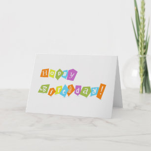 Cute Colorful Happy Birthday Text Design Kaart