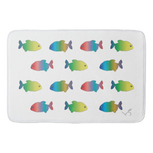 Cute Colorful Happy Fish Pattern Badmat