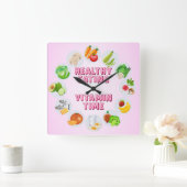 Cute & Colorful Healful Eating Vitamine Time Vierkante Klok (Huis)
