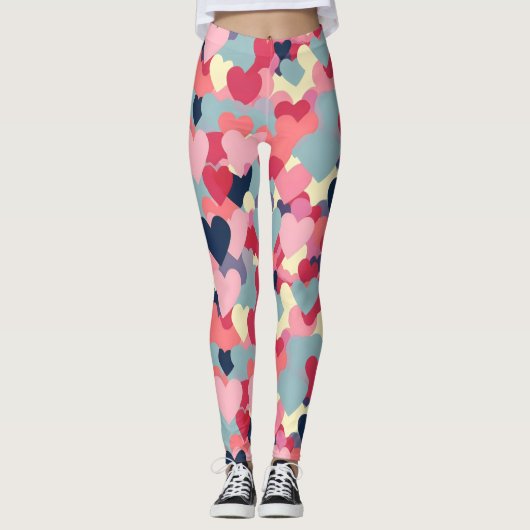 Cute Colorful Heart Pattern Leggings (Voorkant)