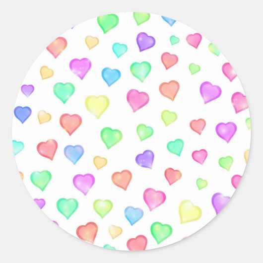 Cute Colorful Heart Pattern Ronde Sticker (Voorkant)