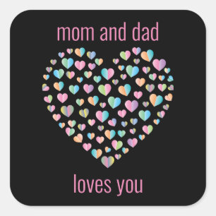 Cute Colorful Heart Pattern Vierkante Sticker