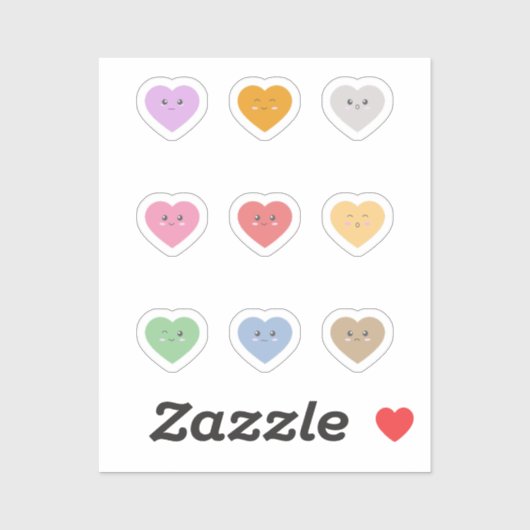 Cute Colorful Heart Stickers Set (Vel)