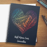 Cute Colorful Heart Words Notebook for moms & kids Notitieboek<br><div class="desc">Looking for a cute, customizable notebook design for your daughter or for you as a new mom? This word art design was made for you! It comprises of heart word art as depiction of love. Positive words to describe you as a person is also present in the design including Loving,...</div>