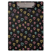 Cute Colorful Hearts Black Clipboard  Klembord (Voorkant)
