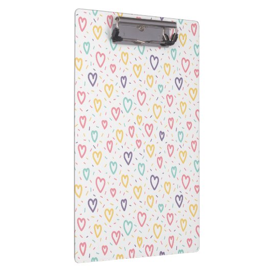 Cute Colorful Hearts Clipboard  Klembord (Rechts)