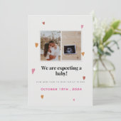 Cute colorful Hearts met aankondiging van zwangers (Staand voorkant)