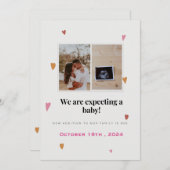 Cute colorful Hearts met aankondiging van zwangers (Voorkant / Achterkant)