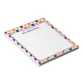 Cute Colorful Hearts Personalized Name School Notitieblok (Schuin)