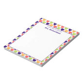 Cute Colorful Hearts Personalized Name School Notitieblok (Linkerzijde)