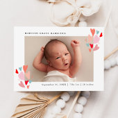 Cute Colorful Hearts Photo Birth Announcement Aankondiging