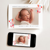 Cute Colorful Hearts Photo Birth Announcement Aankondiging