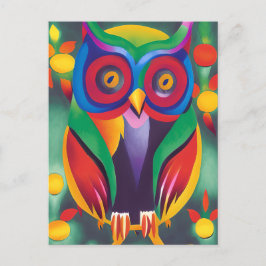 Cute Colorful Holographic Owl Briefkaart