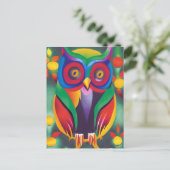 Cute Colorful Holographic Owl Briefkaart (Staand voorkant)