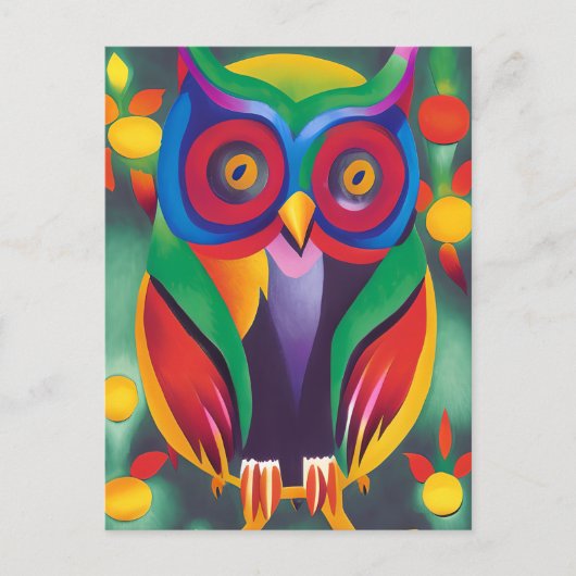 Cute Colorful Holographic Owl Briefkaart (Voorkant)