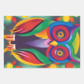 Cute Colorful Holographic Owl Inpakpapier Vel (Voorkant 2)