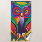 Cute Colorful Holographic Owl Strandlaken (Voorkant)