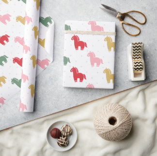 Cute Colorful Horses Dots Pattern 2026 Cadeaupapier