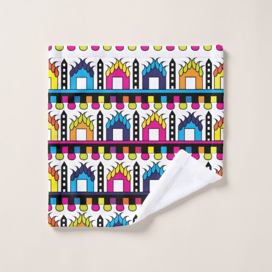 Cute Colorful Houses Bad Handdoek (Wasdoekje)