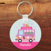 Cute Colorful Ice Cream Truck for Girls Sleutelhanger (Voorkant)