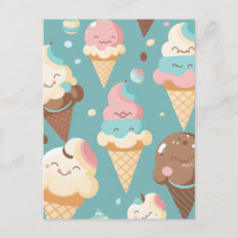 Cute colorful ice crème briefkaart