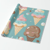 Cute colorful ice crème cadeaupapier (Uitgerold)