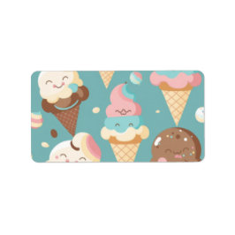 Cute colorful ice crème etiket