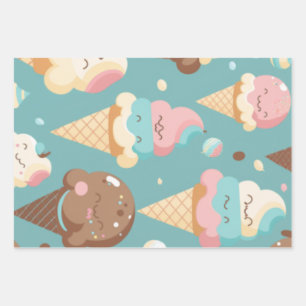 Cute colorful ice crème inpakpapier vel