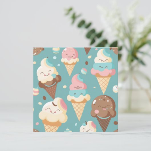 Cute colorful ice crème kaart (Staand voorkant)