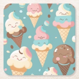 Cute colorful ice crème kartonnen onderzetters