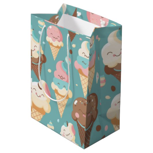 Cute colorful ice crème medium cadeauzakje (Achterkant Gekanteld)