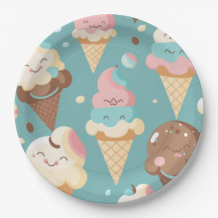 Cute colorful ice crème papieren bordje