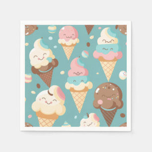 Cute colorful ice crème servet
