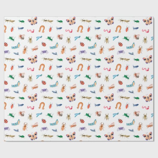 Cute Colorful Insect Pattern Cadeaupapier (Vlak)