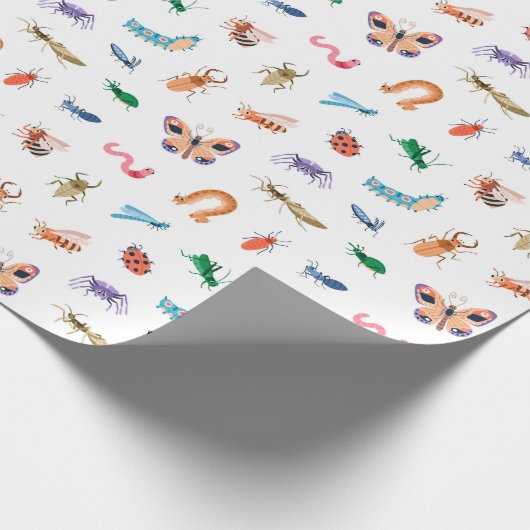 Cute Colorful Insect Pattern Cadeaupapier (Hoek)