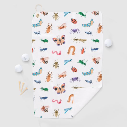 Cute Colorful Insect Pattern Golfhanddoek (Insitu)