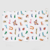 Cute Colorful Insect Pattern Golfhanddoek (Horizontaal)