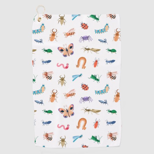 Cute Colorful Insect Pattern Golfhanddoek (Voorkant)