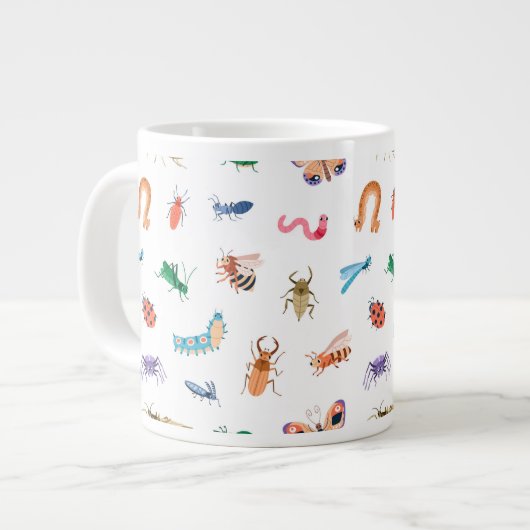 Cute Colorful Insect Pattern Grote Koffiekop (Links)