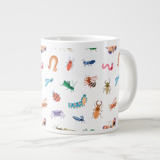 Cute Colorful Insect Pattern Grote Koffiekop (Voorkant rechts)